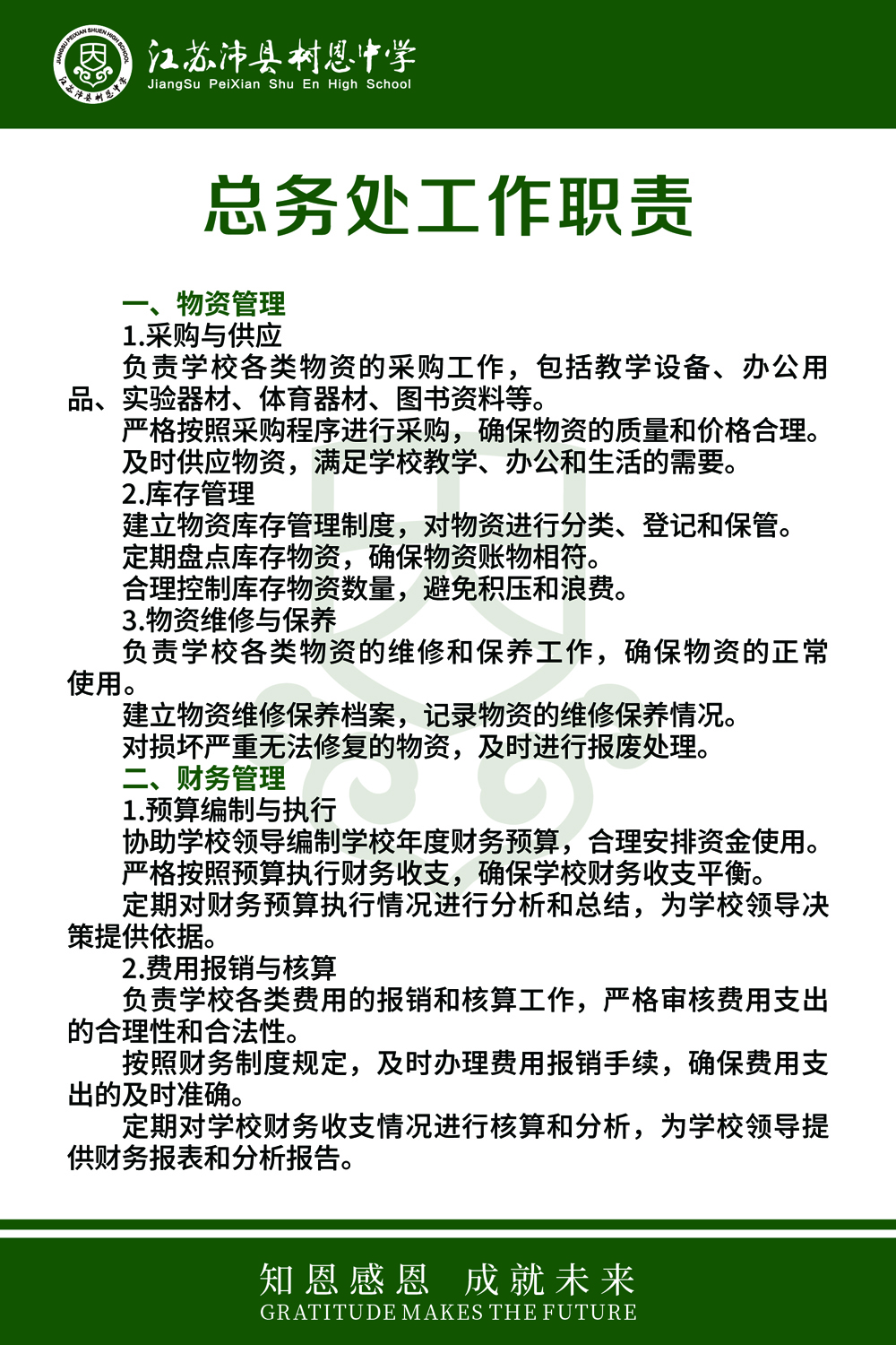 总务处工作职责